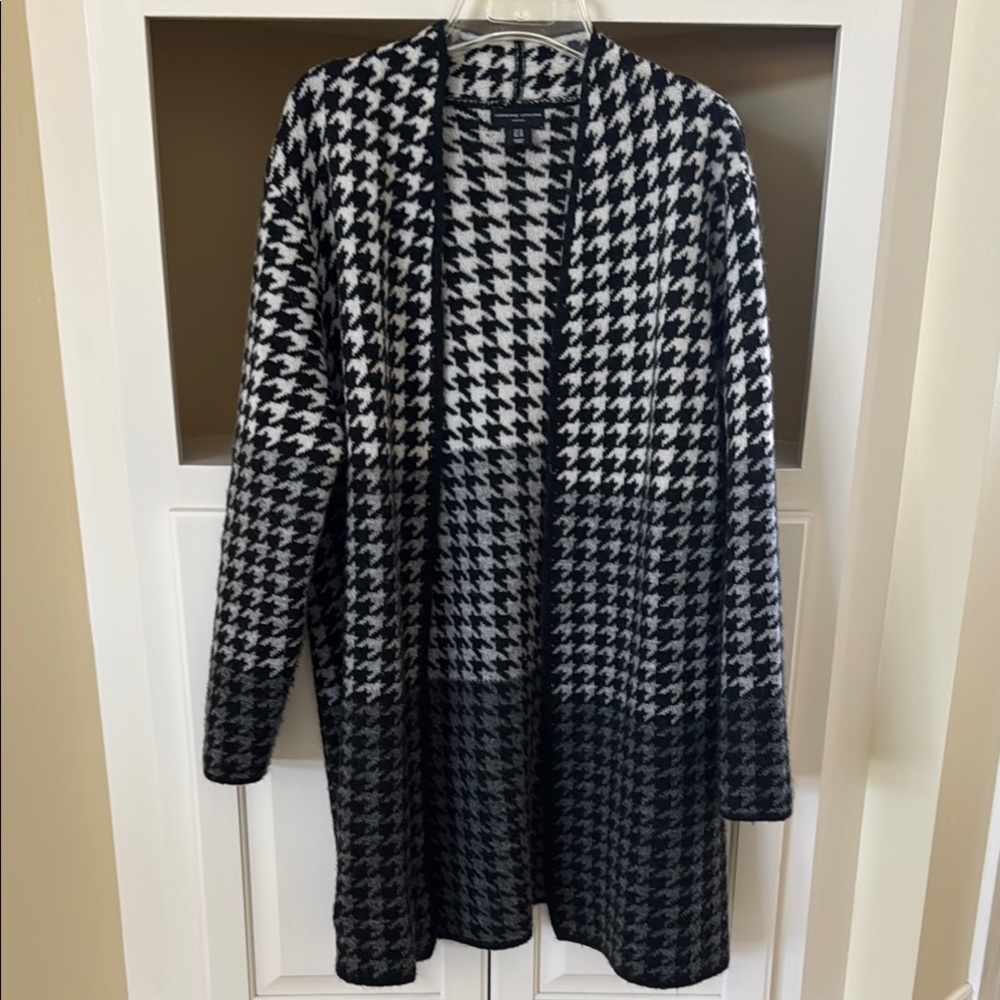 Houndstooth Open Front Cardigan